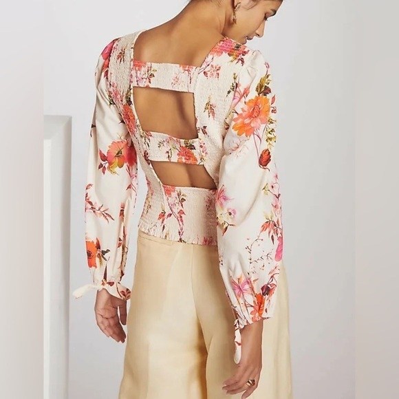 NWT Anthropologie Maeve Smocked Long-Sleeve Floral Top - Picture 2 of 8
